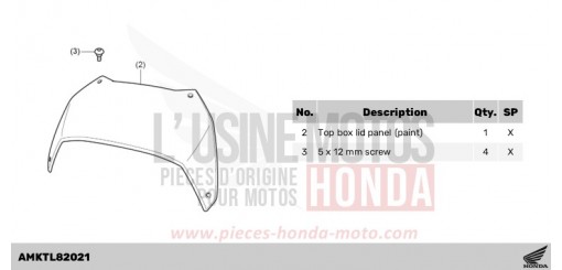 KIT,PANEL TOP BOX(PAINT) *PB417M* NT1100DR de 2024